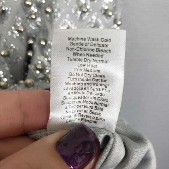 Lascana For Venus Sz L Silver Sparkle Bodycon Mini Dress Bling Sequin NYE Party - Picture 10 of 11